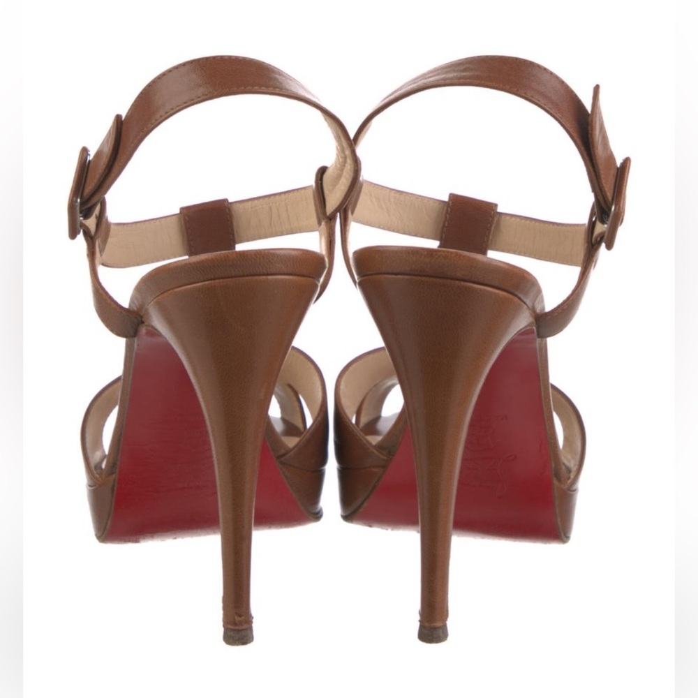 Christian Louboutin Tan T-strap Leather Heels ❤️ - Picture 4 of 5